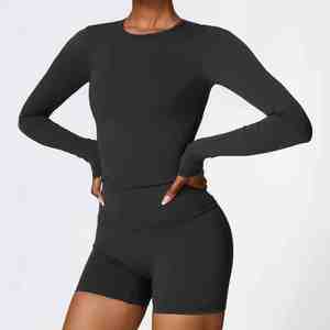 ชุดออกกำลังกายโยคะ 2 ชิ้นสำหรับผู้หญิง 22 สีสุดฮิตปี 2026 พร้อมเอวยางยืดและโลโก้ด้านหน้า - Product Image 5