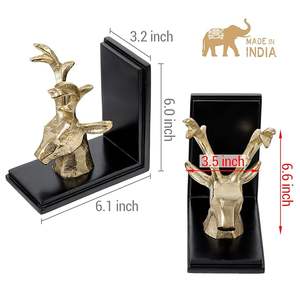 Reliable Manufacturer Aluminum Gold And Black Bookends With Strong Base For Secure <b>Book</b> Holding On Shelves And Desks - Product Image 2