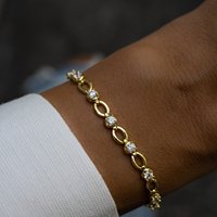 Bracelet tennis en diamant CZ de haute qualité, fin et minimaliste, en or, prix usine.