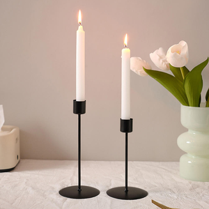 Matte <b>Black</b> Metal Iron Taper <b>Candlestick</b> <b>Holders</b> Christmas Home Decor Waterproof - Product Image 2