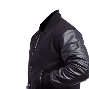 Chaqueta de Béisbol Varsity Clásica con Logotipo Personalizado, Resistente al Viento, para Hombre, Cuerpo de Lana, Mangas de Cuero PU, Estilo Universitario, Moda Urbana - Product Image 3