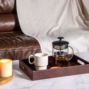 Bandeja Rectangular Regular de Cuero Fox para Servir Aperitivos y Hamburguesas, Bandejas de Cuero Fox para Servir Alimentos, Decorativas de Madera Natural - Product Image 4