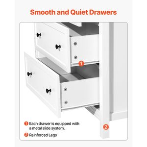 ตู้ลิ้นชักไม้สไตล์เรโทรมินิมอล 6 ลิ้นชัก พร้อมอุปกรณ์ป้องกันการล้มแบบเลื่อนได้ ใช้เก็บของในตู้เสื้อผ้าหรือเป็นชั้นวางทีวี - Product Image 6