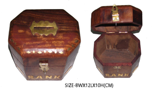 Tirelire en bois poli écologique faite à la main, boîte à monnaie, cadeau d'anniversaire pour enfants, garçons, filles, adultes, avec incrustation en laiton et bois de rose - Product Image 5