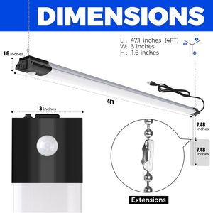 BS84 84W 5000K 10000LM <b>LED</b> <b>Sensor</b> Workshop <b>Lights</b> <b>Motion</b> Activated 4FT Shop & Garage Plug Fixtures by Linka - Product Image 3