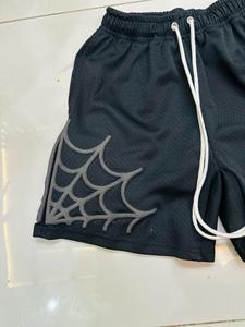 Custom High Street Mesh Hoopers Shorts Puff Print Color sólido Cordón largo 5 pulgadas Entrepierna Puntas de metal ecológicas hechas - Product Image 6