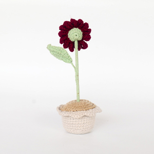 Flor en Maceta Tejida a Crochet, Planta Artificial de Margarita y Girasol, Decoración de Escritorio, Arte Puro, Adornos Hechos a Mano para el Hogar, Regalos - Product Image 1
