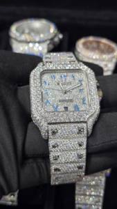 นาฬิกาข้อมือฮิปฮอปหรูหราประดับเพชร VVS มอยส์ซาไนต์  ตัวเรือนสแตนเลสสตีล ระบบออโตเมติก ผ่านการทดสอบเพชร - Product Image 4