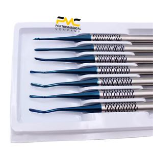 Juego de 7 piezas de instrumentos de extracción de conductos radiculares dentales, hechos de titanio, para procedimientos precisos. - Product Image 3