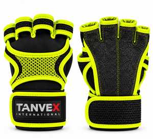 Gants de sport TANVEX INTERNATIONAL à demi-doigts en PU et maille respirante, antidérapants, avec sangle de poignet réglable, unisexes, pour la musculation et le fitness - Product Image 4