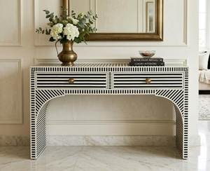 Contemporary Bone Inlay <b>Console</b> <b>Table</b> With Designer Craftsmanship For Entryway Living Room And Hall - Product Image 6