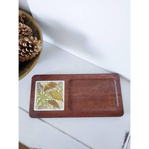 ถาดเสิร์ฟไม้พิมพ์ลายหรูหราสำหรับชา กาแฟ ขนม อาหารเช้า ครัว ภาชนะบนโต๊ะอาหาร - Product Image 1