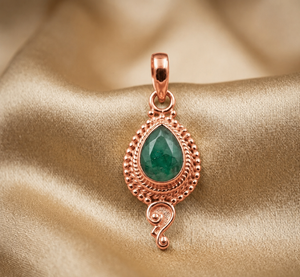 Natural <b>Emerald</b> Pear Shape Handmade 925 Sterling Silver <b>Pendant</b> Rose Gold Yellow Gold Plated Vintage Jewelry Anniversary Gift - Product Image 5