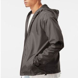 Veste coupe-vent à capuche pour homme, légère, zippée, couleur unie, décontractée, pour le printemps, en polyester - Product Image 2