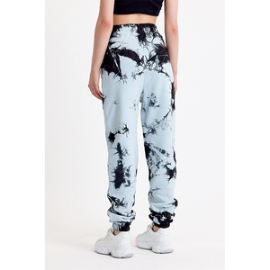 Pantalon de jogging tie-dye pour homme, taille élastique avec cordon de serrage, bas de jambe côtelé, décontracté, léger, en coton et élasthanne, pour l'été - Product Image 4