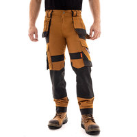 Pantalon de travail pour homme, marron avec genouillères noires, résistant à l'abrasion, en coton, type uniforme, pantalon de sécurité