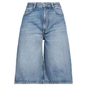 Nouveautés 2026 – Short unisexe en jean 100 % coton avec logo personnalisé sur le devant, délavage acide vintage, pour homme et femme - Product Image 1