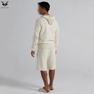 Men Street Wear In Different Color Contrast Top Selling Best Product Zipper Hoodie And Drawstring High Waist Shorts <b>Set</b> - Product Image 3