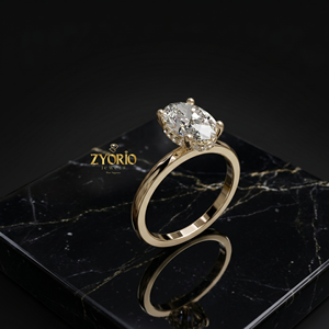 Oval Cut Solitaire Engagement <b>Ring</b> in 925 Sterling <b>Silver</b> Hidden Halo Minimalist <b>Ring</b> for Women - Product Image 2