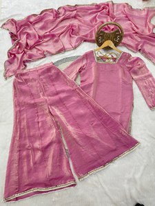 Traje Salwar Moderno Rosa de Diseñador para Mujer, Ropa de Fiesta, Graduación, Boda, Vestido Étnico Festivo, Dupatta de Satén, Largo hasta la Rodilla, Secado Rápido - Product Image 6