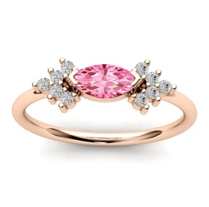 Bague de fiançailles en argent sterling 925 avec spinelle rose créé en laboratoire, plaqué or blanc et jaune, bijoux pour anniversaire - Product Image 2