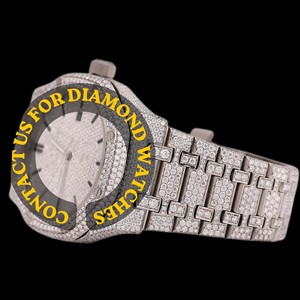 New Arrival Stylish Round <b>Case</b> Classic Features White Dial Moissanite Diamond Water Resistant Stainless Steel Fashion <b>Watch</b> - Product Image 3