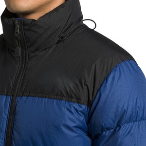 Blouson matelassé à col montant pour homme, bleu, avec empiècements colorés, rembourré de duvet, coupe-vent, décontracté, pour l'hiver, coupe classique, fermeture éclair - Product Image 4