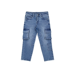 Pantalon cargo long en denim pour garçons, 100% coton, style streetwear, respirant, multi-poches, décontracté, logo personnalisé - Product Image 4
