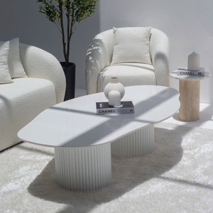 Table basse irrégulière en quartz blanc Vandana Zenova Solace avec options de couleur double base - Product Image 3