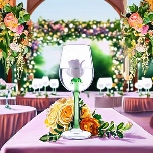 Verre à vin coupe moderne soufflé à la main en gros pour mariage - Product Image 6