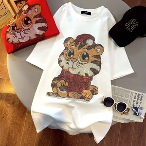 High Quality 100% <b>Combed</b> Cotton 2026 Summer Hot Drill Animal Men's Women's Short Sleeve T-Shirts Regular Fit Breathable - Product Image 5