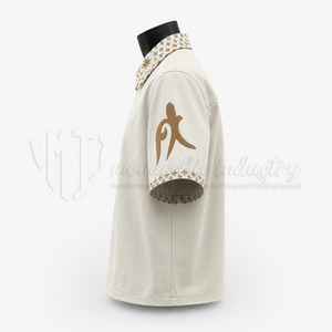 Camisa de Manga Corta para Hombre con Cierre, Cuello Mao, Estampado Geométrico, Informal, de Verano, de Algodón Popelina, Transpirable, con Cierre Completo - Product Image 5