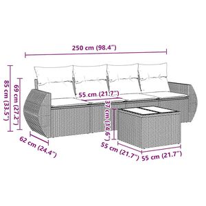 Conjunto de Sofás de Jardín en Blanco Crema y Negro - Product Image 3