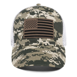 Gorra Trucker Unisex con Parche de Bandera Americana, Malla Beige, Cierre Trasero Ajustable de 6 Paneles, Estilo Casual, Gorra para Adulto con Bloques de Color y Perlas - Product Image 6
