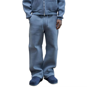 Men's Gray Cotton Mid Waist Lightweight Eco-Friendly Casual Joggers Elastic Drawstring Side Pockets Breathable Autumn Wear - Product Image 3