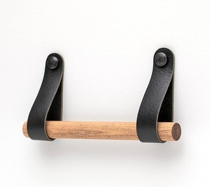 Porte-papier toilette en bois avec support en cuir, artisanat classique, produit de salle de bain - Product Image 4