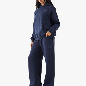 Survêtement personnalisé OEM imprimé en relief pour femme, ensemble 2 pièces ample en molleton de coton, vente en gros de survêtements pour femme - Product Image 1