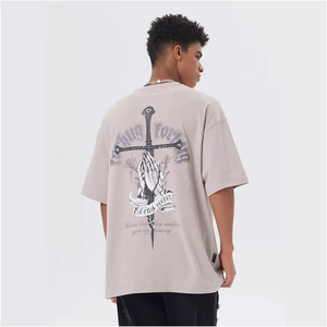 T-shirt Oversize Vintage Lavé 100% Coton, Style Urbain Streetwear, Mode High Street, Vente en Gros OEM - Product Image 3