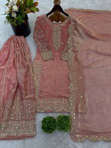 Traje Palazzo Indio Tradicional Bordado con Dupatta al por Mayor - Product Image 3