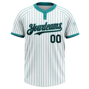 Maillot de softball personnalisé OEM avec nom d'équipe, 100 % polyester, imprimé par transfert thermique, manches courtes, fermeture boutonnée, coupe athlétique/décontractée - Product Image 2