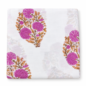 Tissu en voile de coton peigné léger imprimé à la main Pinksa, motif feuilles jaunes et bleues, 90 GSM, Rajasthan - Product Image 3