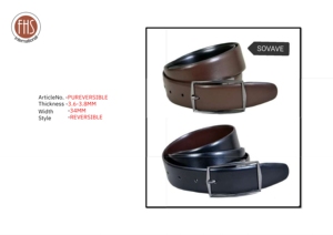 Ceinture en cuir véritable personnalisée de la marque FHS - Ceinture d'affaires réversible pour hommes - Ceinture double face à texture mate - Product Image 2
