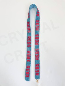 CRYSTAL CRAFT Sangle en ruban Ole Miss perlée, style vintage, blanc et rouge, motif texturé en relief, écologique, pour accessoires de sac à main - Product Image 3