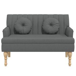 Panca in Tessuto Grigio Scuro 100% Poliestere con Legno Massello di Gomma e Compensato per Arredamento Soggiorno - Product Image 3