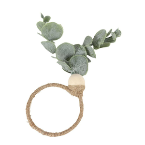 Anneaux de serviette en métal eucalyptus, porte-serviettes en fil métallique, décorations de fête pour le printemps, mariage, Thanksgiving, décoration de table, en stock - Product Image 1