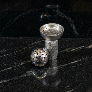 Stunning Metal Incense Burner With Textured Column Base And Perforated Globe Lid Creating <b>Magic</b> Fragrant Smoke Patterns Anywhere - Product Image 4