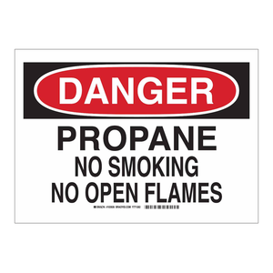 ป้ายห้ามสูบบุหรี่ Brady Danger Propane สำหรับพื้นที่ปลอดภัยทั้งภายในและภายนอกอาคาร - Product Image 1