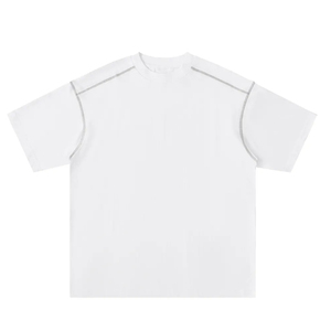 เสื้อยืดคอกลมทรงหลวมสำหรับผู้ชาย ผ้าคอตตอน 100% แขนสั้น ทรงดรอปโชว์เดอร์  แบบยูนิเซ็กส์ - Product Image 2