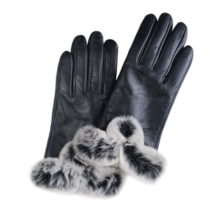 Gants en cuir longs jusqu'au poignet, doublés de fourrure, thermiques, pour l'hiver, style uni, usage quotidien - Product Image 5