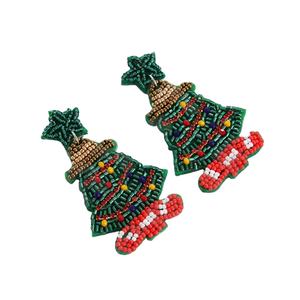 Boucles d'oreilles vintage en perles pour arbre de Noël, unisexes, couleurs patriotiques personnalisées pour mariage, CRYSTAL CRAFT - Product Image 1